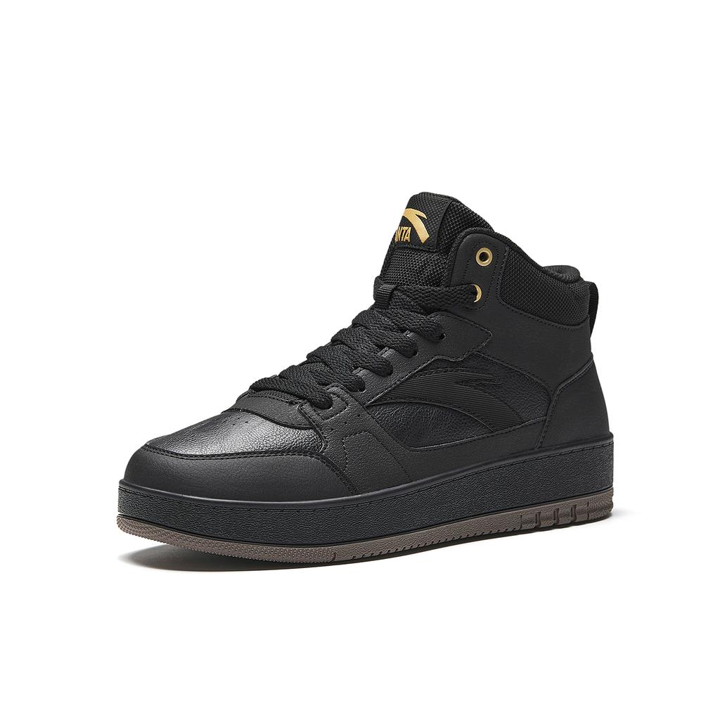 Anta Year One Synthetic Leather Casual Trend Sports Versatile Wear Resistant Lightweight High Top Skate Shoes Men Sneakers Black 912548083-3