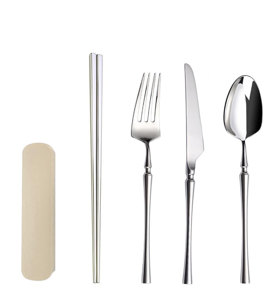 Besteck-Sortiment-Set Gugrida Westliches Geschirr Dessertbesteck 304 Edelstahl Spiegel Essstäbchen-Set Essstäbchen-Set, Besteck, inklusive,