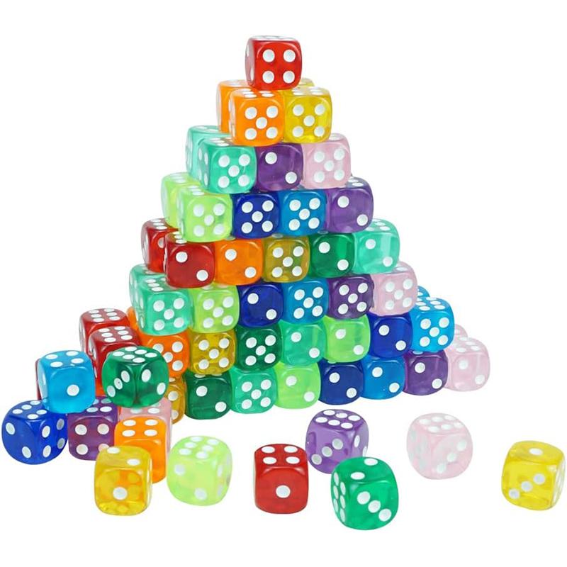 10/30PCS 14mm Colorful Transparent Dice with Velvet Bag Board Game Dice for Bar Tabletop RPG D&D Party Games Rounded Edge TMZ