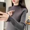 Large-sized Women's Semi-high-neck Warm Sweater for Autumn and Winter with Cut-out Stripe Knitted Pullover