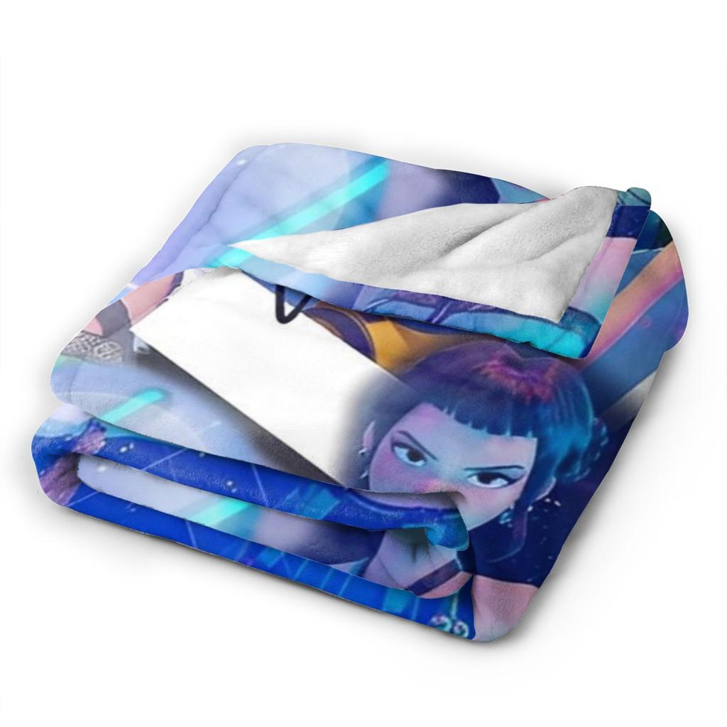 Zoey Kpop Demon Hunters Flannel Blanket Huntrix Awesome Throw Blanket for Home 125*100cm Plush Thin Quilt