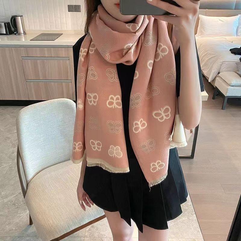 Autumn and Winter Women's Scarf Women's Imitation Cashmere Shawl Dual Use Outer Wear Blanket Blanket Air Conditioned Room To Keep Warm