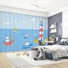 Fashion Modern Simple Cartoon Sailboat Ocean Boy Children's Bedroom Thin Curtain 2 Pieces Grommet Top Hook High Shading New