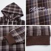 American Vintage Plaid Embroidered Hoodie Loose Fit Casual Pullover Men Women Couple
