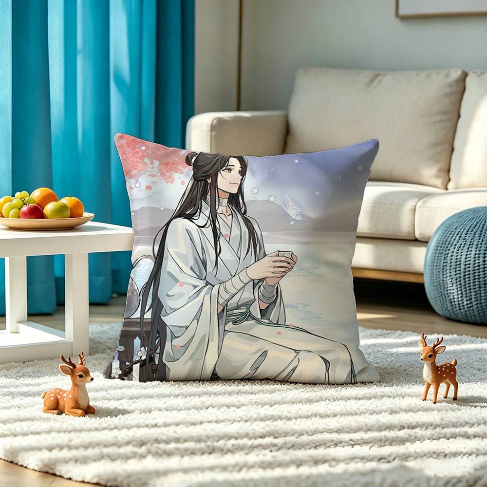 Anime Heaven Official Xie Lian Pillow Case Square Double-Sided Sofa Cushion Cover Bedroom Bedside Pillow