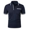 Summer Men's Short Sleeve Polo Shirts Solid Color Casual Tshirt Trendy Breathable Loose Basic Splice Top Pockets Men Shirts
