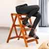 Solid Wood Ladder Installation-free Household Folding Stool Multi-functional Three-step Climbing Step Stool Stair Chair