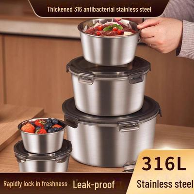 316 Stainless Steel Round Sealed Lunch Box - Food Grade Fresh-Keeping Container with Lid