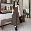 Classic Doll Collar Long Sleeve Dress With Knit Fabric For Spring Womens Fashion