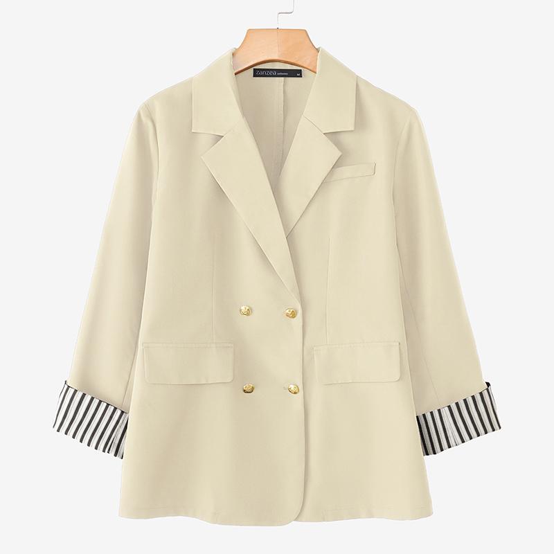 

ZANZEA Женский повседневный кардиган-блейзер свободного кроя с отложным воротником и длинными рукавами 5XL абрикосовый