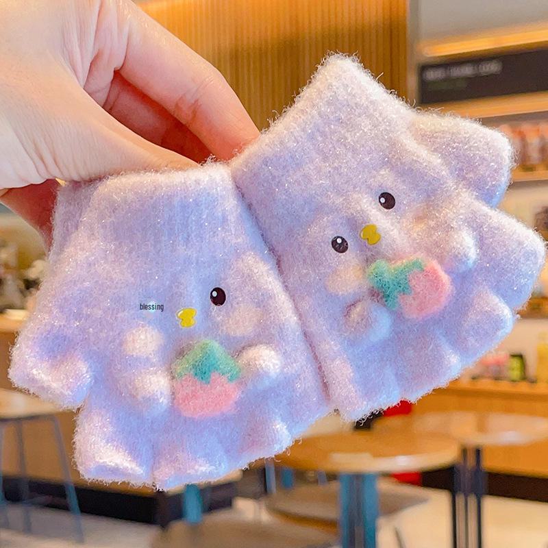 Warm Winter Half-Finger Gloves for Toddlers, Ages 1-3 – Cute Design for Boys and Girls
