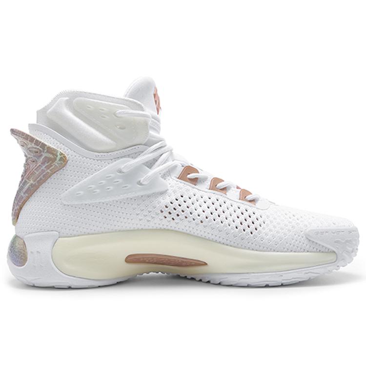 Anta Thompson KT5 Have Fun Fabric Slip Resistant Abrasion Resistant Support High Top Basketball Shoes Men's White Gold 112031101-4
