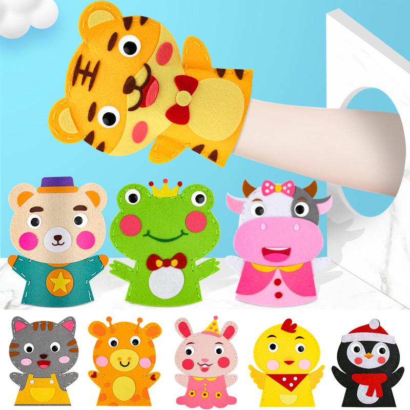 Cute Cartoon Animal Hand Puppet Children DIY Art Craft Toys Fine Motor Skill Training Sewing Lacing Hand Role Play Handmade Kits