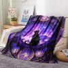 Black Cat Print Flannel Blanket, High Quality Comfortable for All Seasons, Home Decor, Warmth and Comfort, Perfect for Christmas Gifts