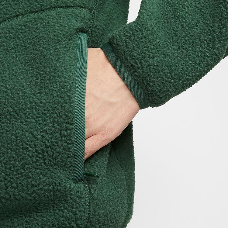 Nike Club Casual Fashion Simple Zipper Long Sleeve Fleece Jacket Men jackets Fir-Green White FZ0889-323