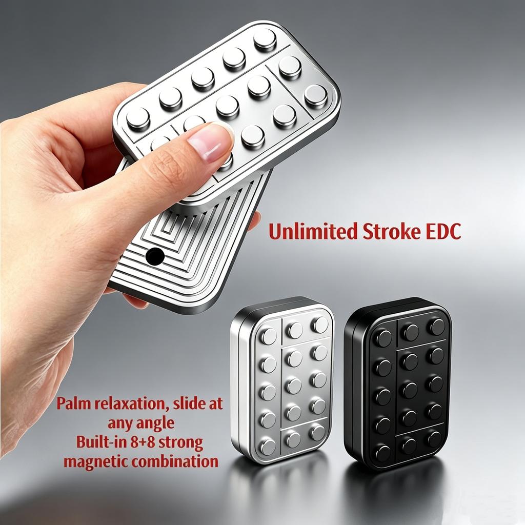 Metal Fidget Slider Push Block Adult EDC Toy - Strong Magnetic Haptic Sensory Stress Relief for ADHD Autism Focus For Adult Gift