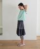 NAATS Check Shirring Half Blouse, Mint