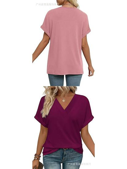 Women's Summer V-Neck Batwing Sleeve Shirt 2026 Fashion