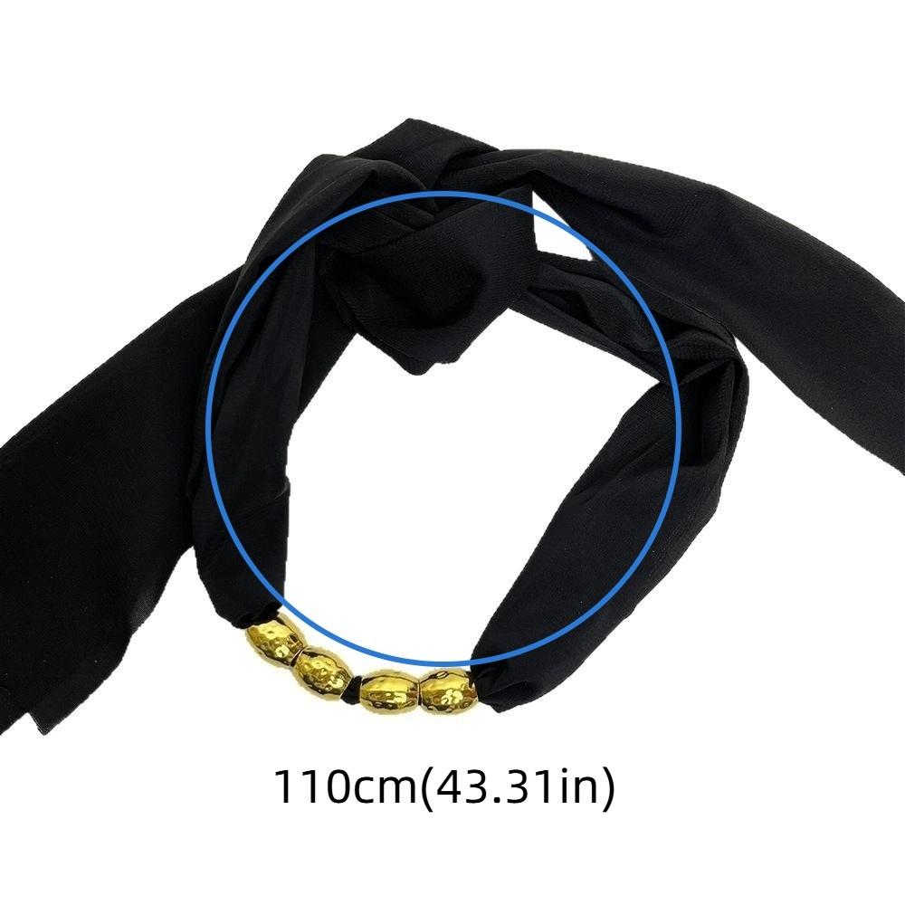 Personality Lace-up Collarbone Chain Elegant Ribbon Choker Beaded Silk Scarf Necklace  Decoration