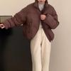 Women's Winter Stand-up Collar Short Bread Clothing Ladies Solid Color Loose Casual Jacket