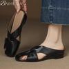 Fashion Mules Casual Shoes Woman Square Toe Slippers Women Heeled Sandals 2025 Trend Summer Elegant Dress Soft Leather Comfort Sandalias