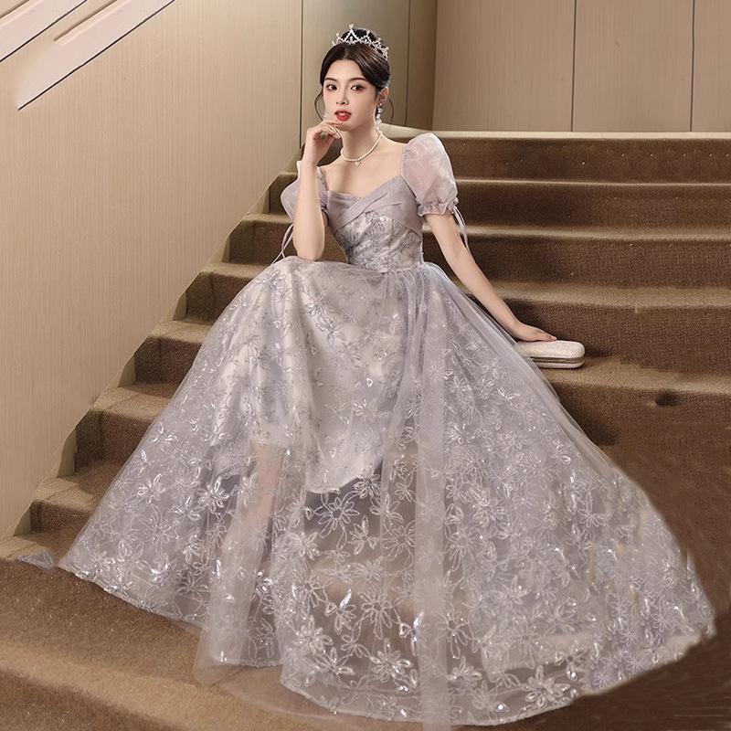 Banquet Evening Dress High-end Host Dress Light Luxury Bar Mitzvah Company Banquet French Art Exam Princess Dress Autumn