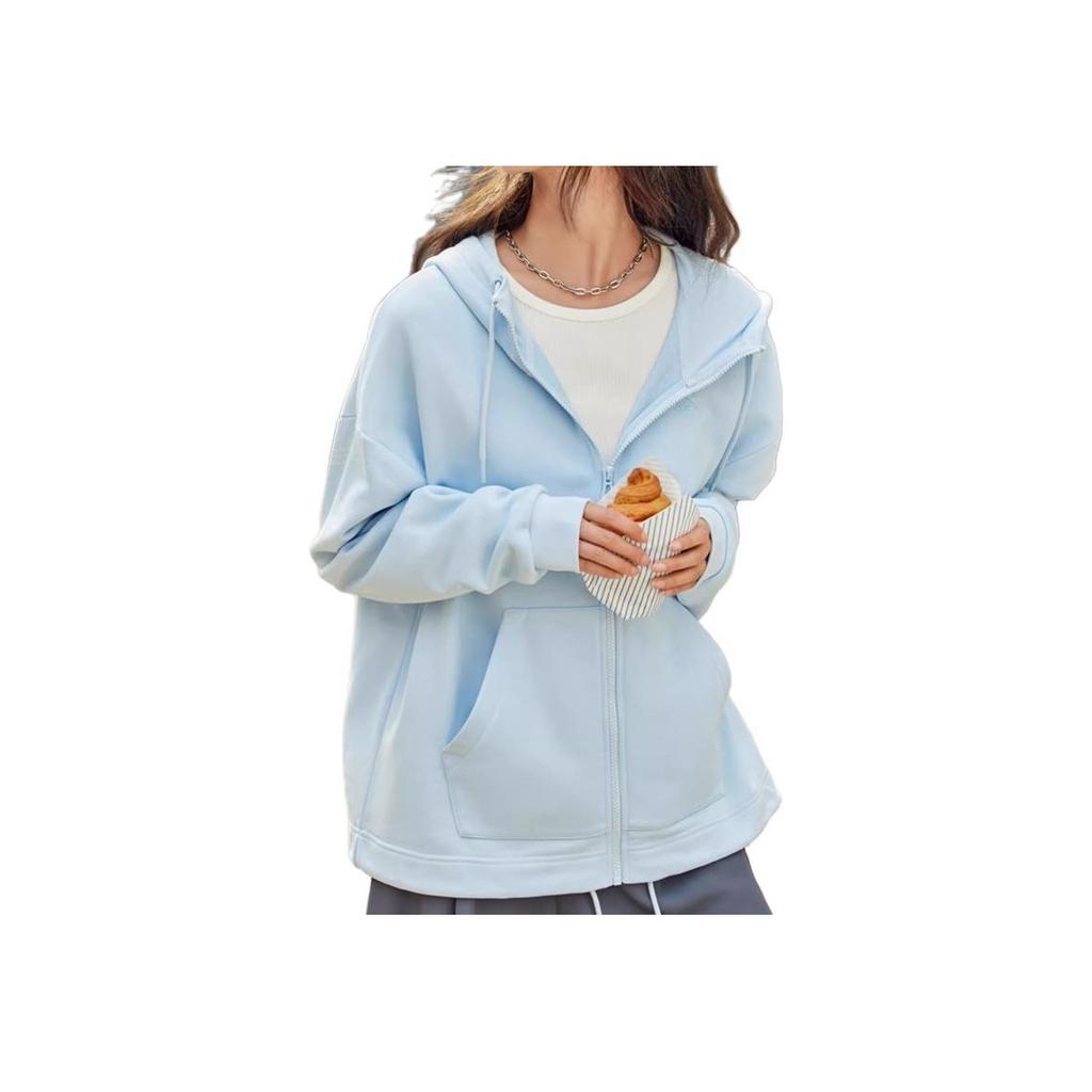 Anta Lifestyle Series Letter Print Zipper Hooded Long Sleeve Sweatshirt Women sweatshirt Blue 162238711-3