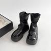 2025 Scarpe Nuove da Donna Stivaletti alla Caviglia di Lusso da Donna Punta Rotonda Stivali con Tacco Grosso Stivaletti alla Caviglia con Cerniera Scarpe con Tacco a Zeppa da Donna