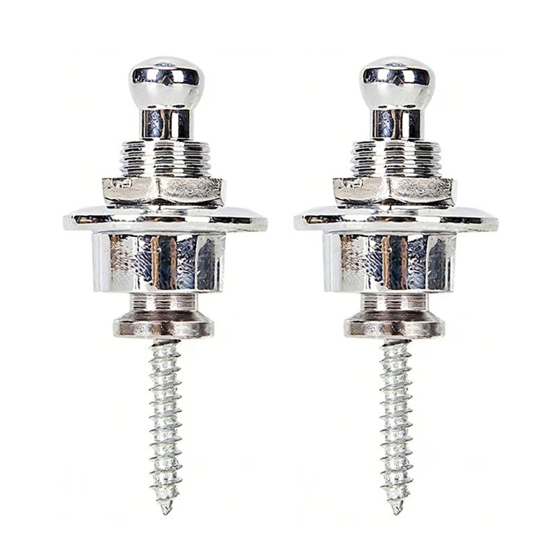 Pack of 2 Guitar Strap Locks Easy to Use Guitars Strap Buttons Metal Texture Bass Straps Locks Metal Guitar Pins
