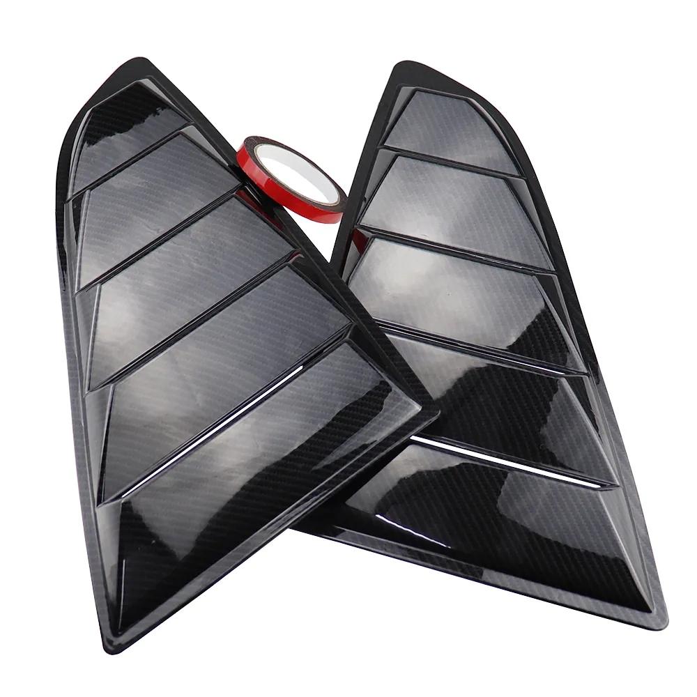 Rear Quarter Window Louvers For Ford Mustang 2015- Side Vent Shutter Cover Trim Car Accessories Carbon Fiber Look