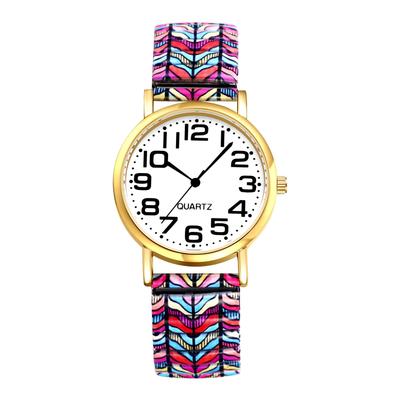 Bohemian Watch with Elastic Strap and Arabic One Size Fits Floral Waterproof Quartz Watch with Stretchable Stainless Steel Analog Colorful Ethnic