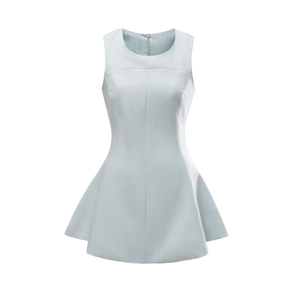 YPFF Trendy Women's Sleeveless Waist-Cinched Solid A-line Dress