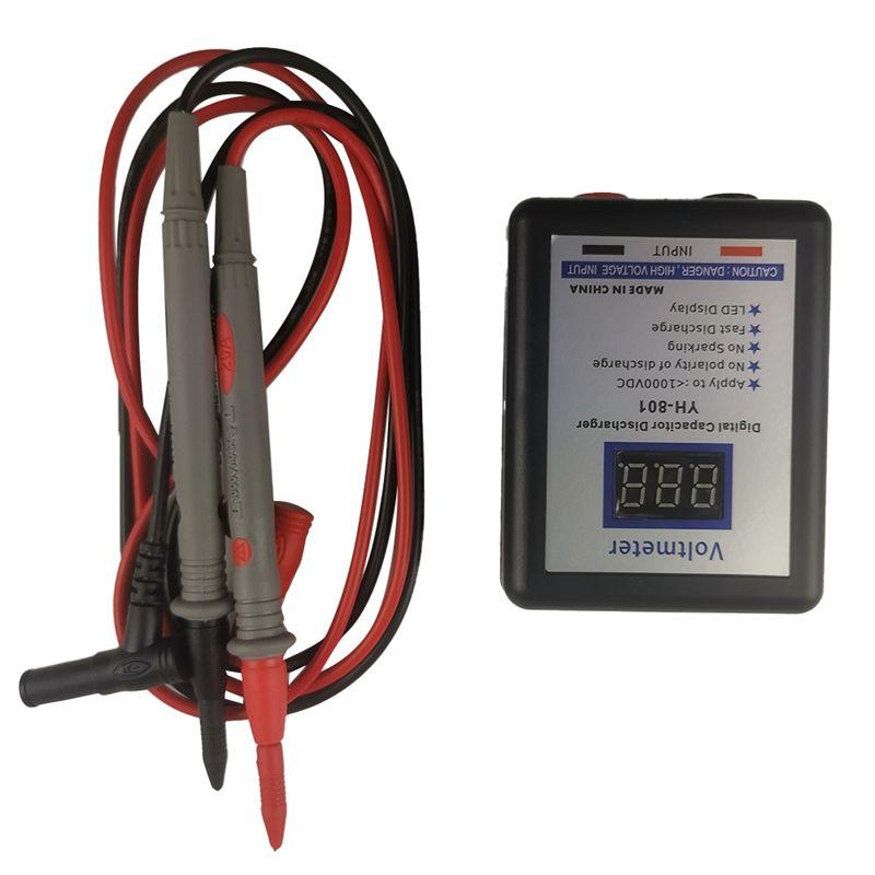 Portable 800V Digital Capacitor Voltage Tester Fast Discharger High Volt Discharging Tool Electronic Repair Display Matenance