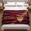 AS Roma FC Printed Flannel Blanket Custom Name Text Soft Warm Throw For Bedroom Holiday Gift