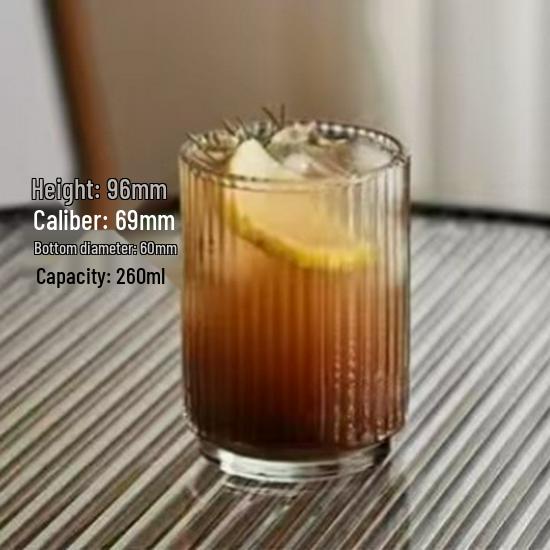 Cafe Chic Vertical Stripe Glass: Heat-Resistant Large Capacity Drinkware for Cold Beverages & Coffee