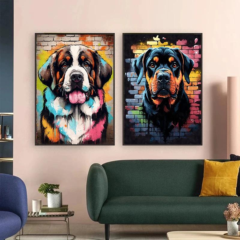 Cute Pet Dogs Graffiti Poster Prints Aesthetic Pug Dachshund Maltese Dog Wall Art Canvas Painting Home Kids Room Decor Picture