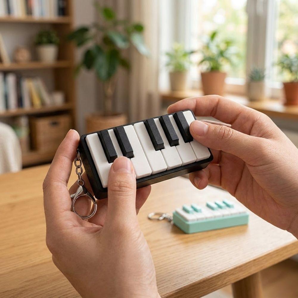 Novelty Piano Stress Clicker Keychain 3D Printed Piano Key Fidget Figurine Gift for Music Lovers