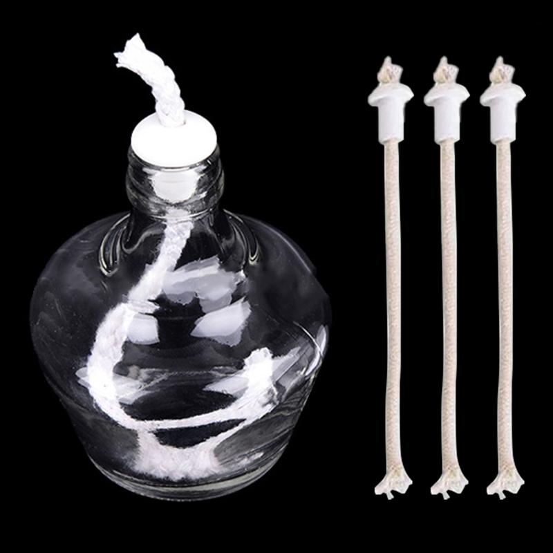 Outdoor and Laboratory Cotton Wicks and Ceramics Holders for Alcohols Oil Lamp 10Pieces Set Fit Multiple Glass Lamp Size