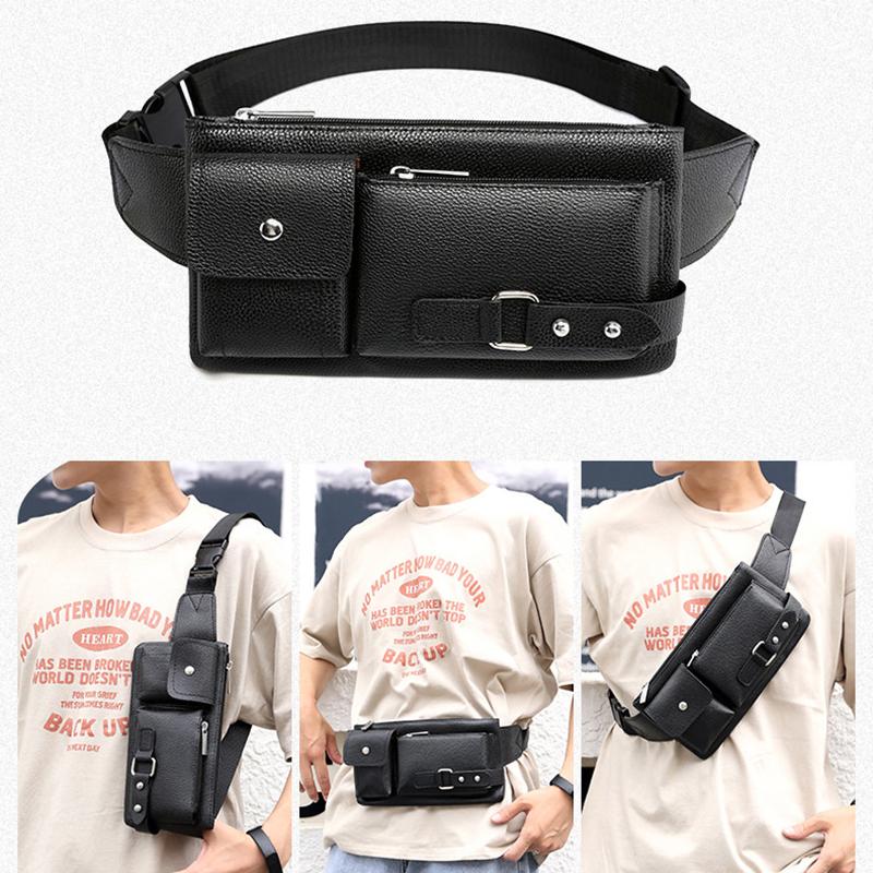 Brand Unisex Single-Shoulder Multi-Function Large-Capacity Waist Bag Men'S Chest Bag Casual Messenger Bag Wallet