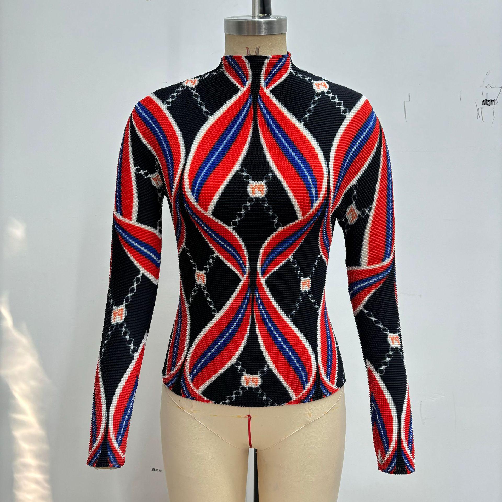 2026 Miyake Women s Slimming Pleated Long Sleeve Fashion Top F