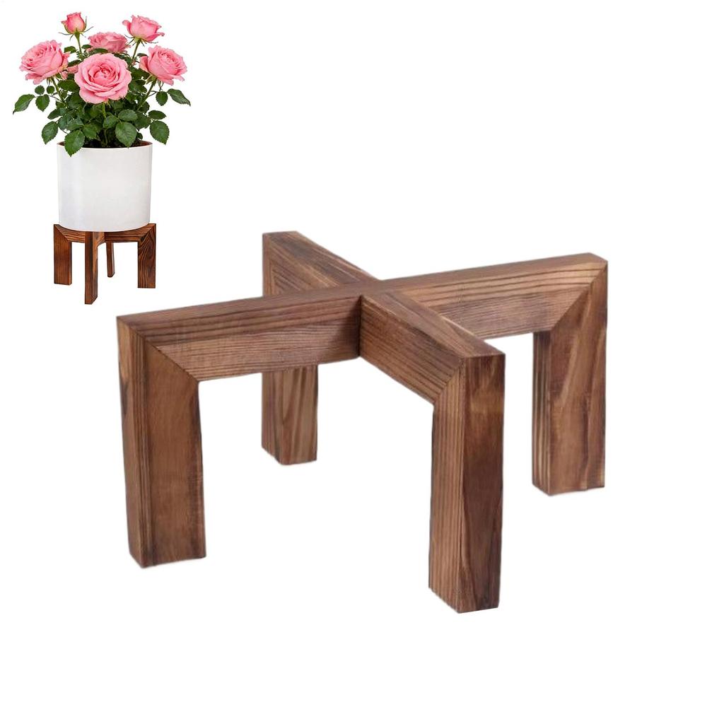 Indoor Corner Plant Stand Retro Wooden Display Rack Decorative Plant Shelves Support Plant Flower Bed Base Rack for Bedroom