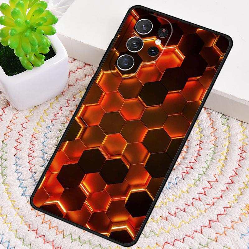 3D Hexagonal Lights Phone Case for Samsung Galaxy note 10 pro S26 Ultra S23 S24 FE S25 S21 S22 PLUS shockproof Cove