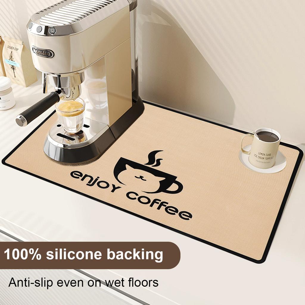 Leeseph Coffee Mat Waterproof Silicone Dish Drying Mat Quick Dry Coffee Mat, Coffee Bar Accessories Fit Under Coffee Pot