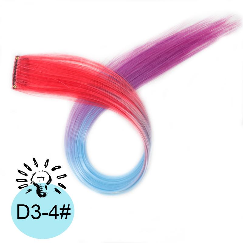 One Card Gradient Hanging Ear Dye Three Color Hair Extension Wig BB Clip Colored Wig Women's Synthetic Wig Halloween Music Festival Party Use