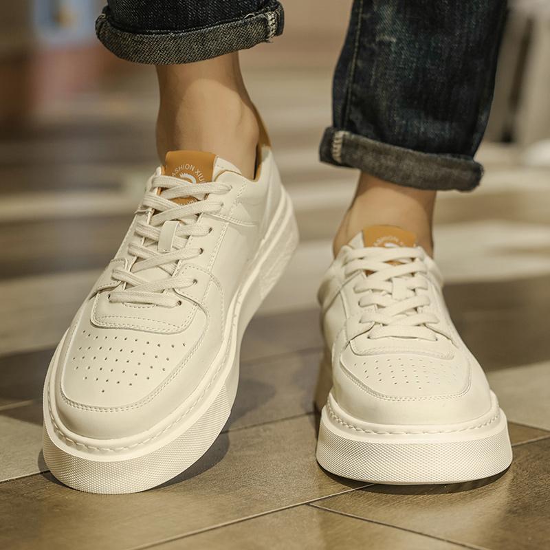 Fashion Spring Autumn Leather Casual Sneakers for Men Fashion Soft-soled Non-slip Men's Board Shoes Designer Platform Male Sports Shoes