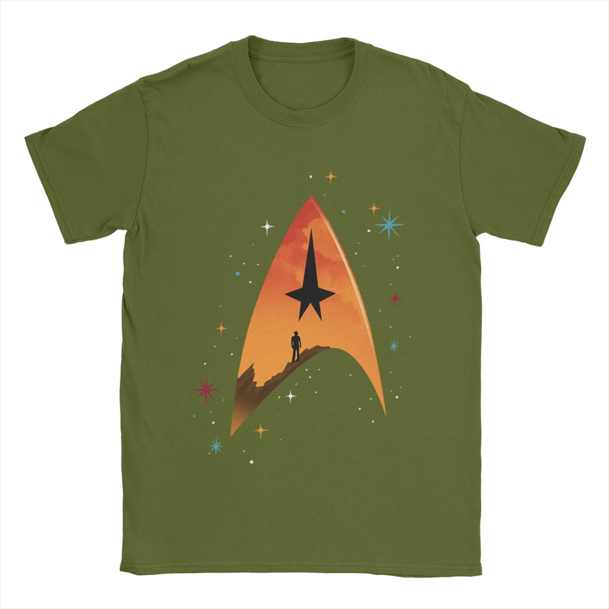 

Футболки Star Trek Чоловічі Чиста Бавовна Смішна Футболка Круглий Виріз Коротка Рукава Одяг Подарунок на День Народження XXXXXL армія зелений колір