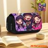 1pc K-POP Sweet Cool Party 2D Flat Printing Double-Layer Flip Black Pencil Case - Back-To-School Essential Pencil Box, Daily Multi-Functional Makeup B
