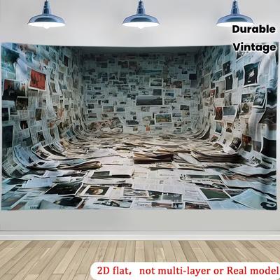 2D Retro Magazine Wall Backdrop, Newspaper Photography Background