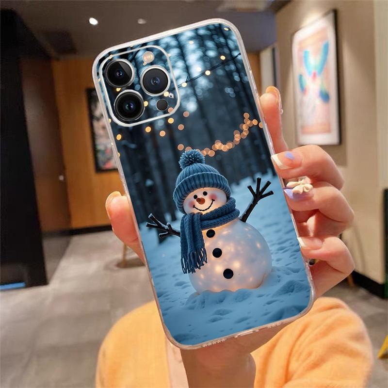 Phone Case For iphone 17 Pro Max 16 15 14 13 Pro Max 17 Air 15 16 Pro 15Plus Cute Snowman Christmas