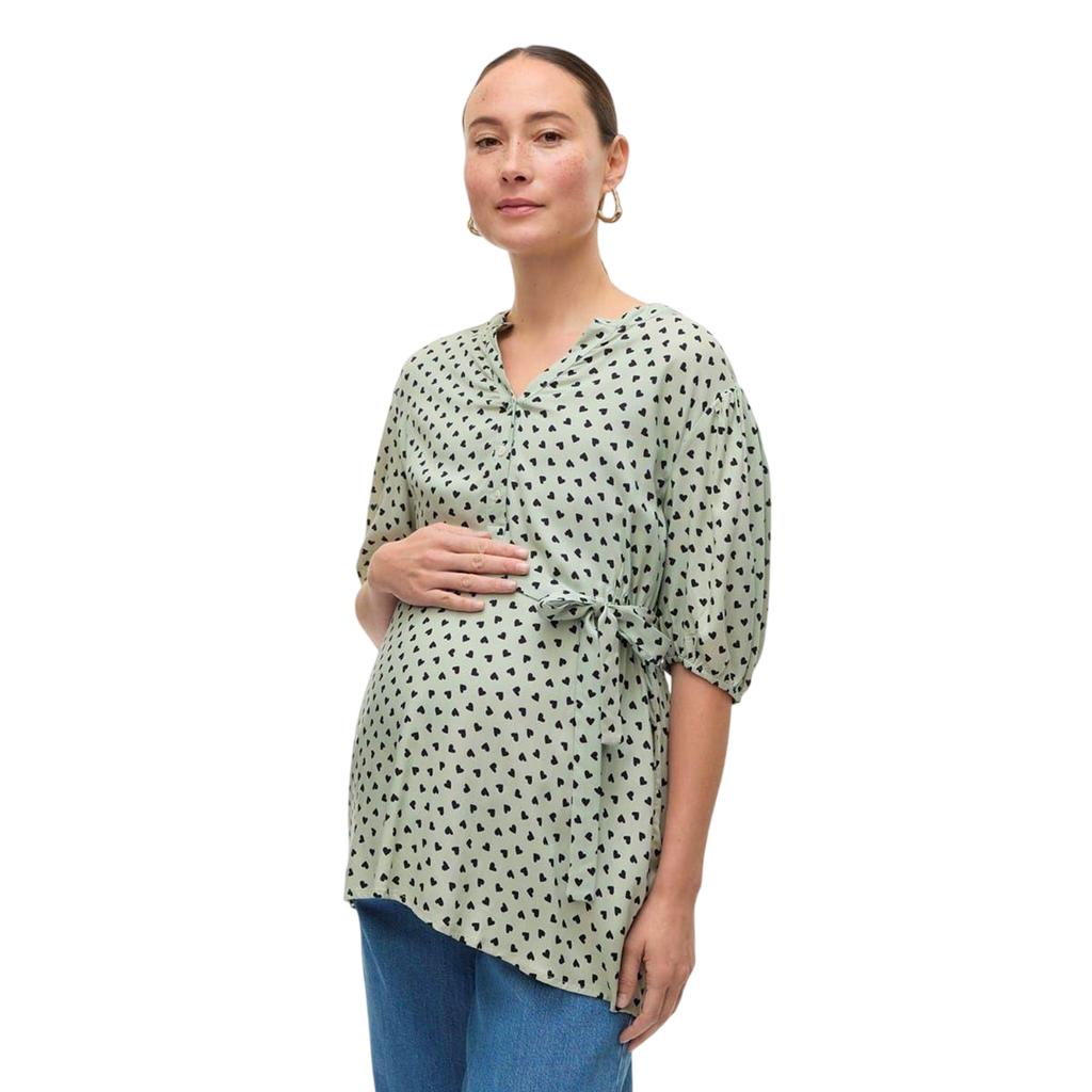 Mamalicious Womens/Ladies Hearts Maternity Puff Sleeve Blouse
